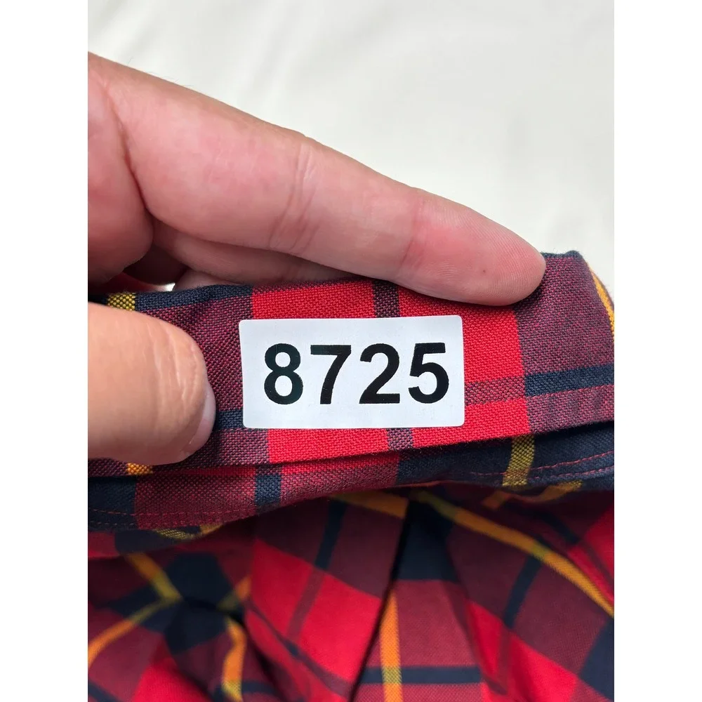 Polo Ralph Lauren Mens Classic Fit Red Navy Yellow Plaid Cotton Shirt Size M